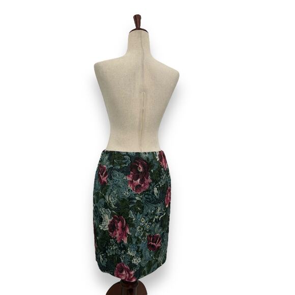 NEW J. Jill Ponte Stretch Floral Work Skirt Petite Small Green Blue Pink Rose - Picture 9 of 14